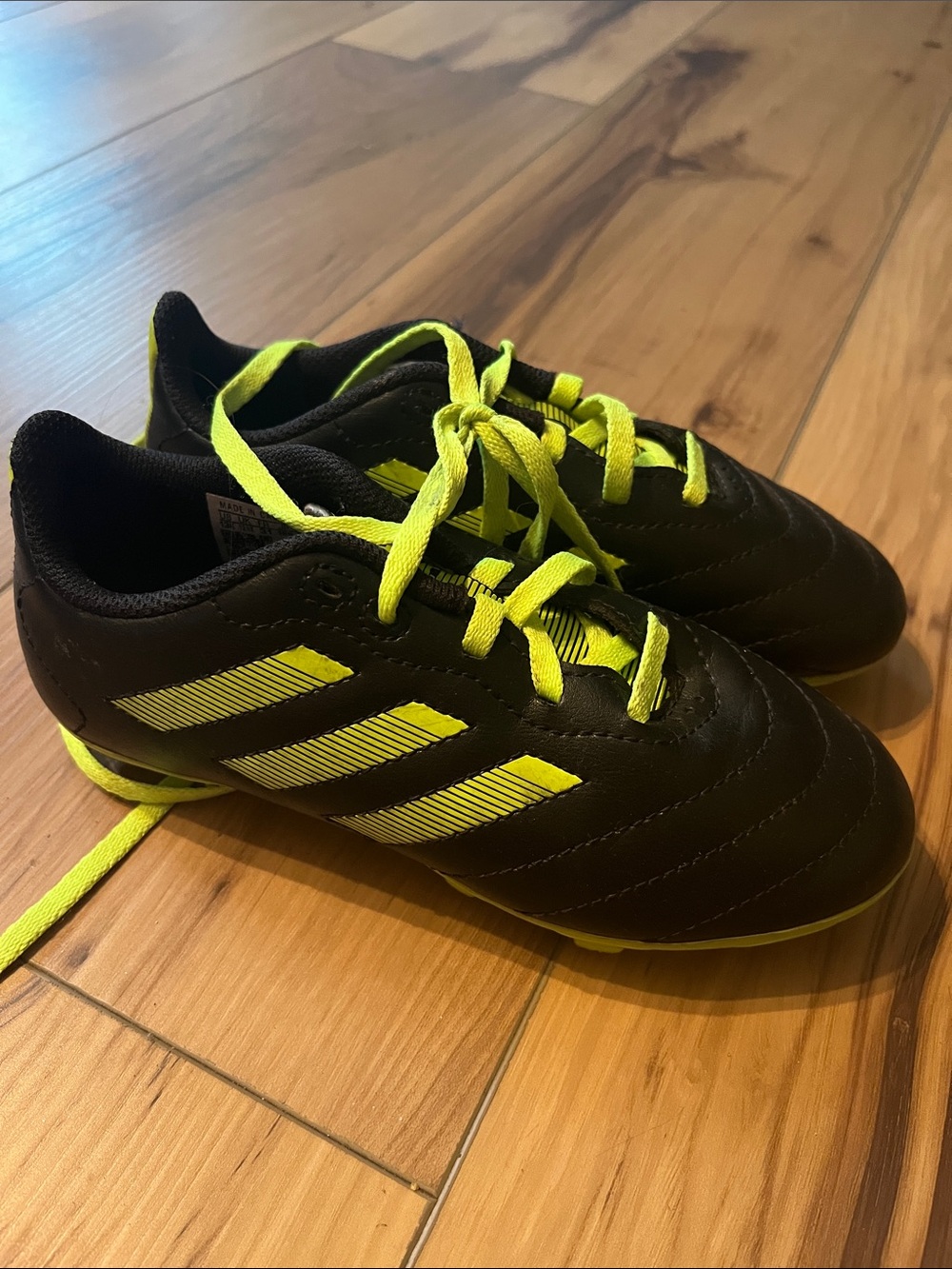 adidas Kids Black & Neon Yellow Soccer Sneakers